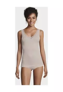 Майка «Шелковая», V-образный вырез, кружевная отделка, женская Sylvia Speidel., цвет Honey