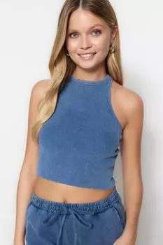 Майка - Синий - Облегающий крой Trendyol, синий
