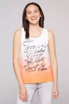 Майка SOCCX, хлопок, цвет Opticwhite / Neon Orange