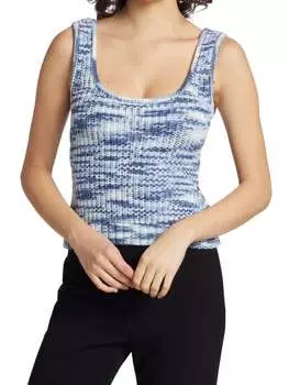 Майка Staud вязаная, белый/синий