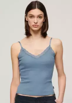 Майка Superdry "SU-ESSENTIAL LACE TRIM CAMI", цвет Wedgewood Bl