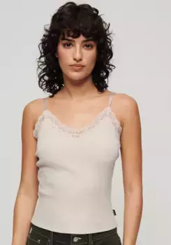 Майка Superdry "SU-ESSENTIAL LACE TRIM CAMI", цвет Oat Cream