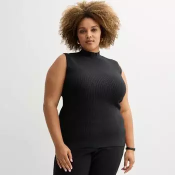 Майка-свитер с воротником-стойкой больших размеров Nine West, черный