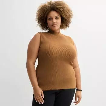 Майка-свитер с воротником-стойкой больших размеров Nine West, цвет tobacco brown