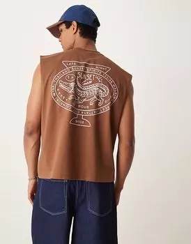 Майка свободного кроя ASOS DESIGN коричневого цвета с принтом города на спине