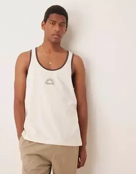 Майка свободного кроя ASOS DESIGN с принтом на груди цвета экрю