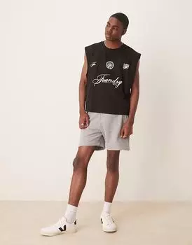 Майка свободного кроя ASOS DESIGN с принтом на спине черного цвета