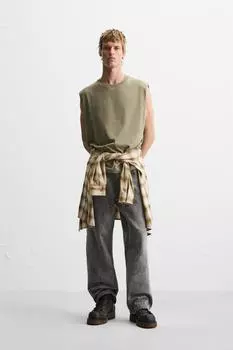 Майка свободного покроя ZARA, хаки