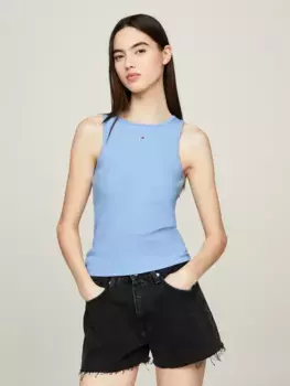Майка Tommy Jeans "TJW ESSENTIAL RIB TANK", в рубчик, синий