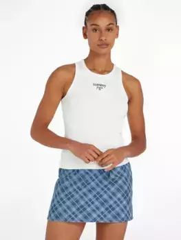 Майка Tommy Jeans "TJW SLM ESSENTIAL LOGO 1TANK EXT" с логотипом Tommy Jeans, белый