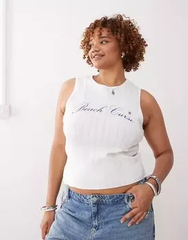 Майка-топ COLLUSION plus с принтом в виде пуантле белого цвета