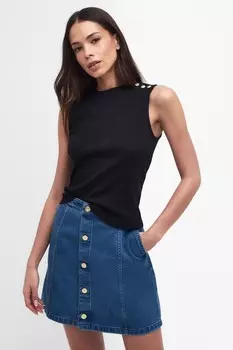 Майка топ Hadfield из эластичного хлопка в рубчик Barbour International, черный