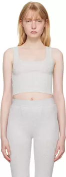 Майка-топ из серого хлопка KIM в рубчик SKIMS, Light heather grey