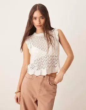 Майка-топ JDY крючком ажурного плетения белого цвета