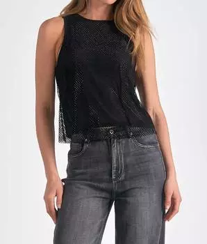 Майка-топ с металлической сеткой черного цвета ELAN