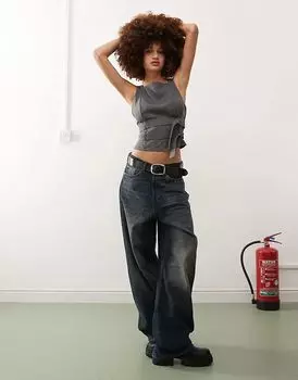 Майка-топ с поясом COLLUSION серого цвета - CHARCOAL