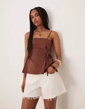 Майка-топ с завязками по бокам ASOS DESIGN коричневого цвета