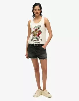Майка-топ Superdry Neo Trad Tattoo с круглым вырезом цвета слоновой кости