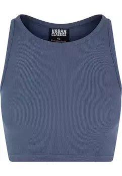 Майка-топ URBAN CLASSICS " Urban Classics Ladies Cropped Rib Top", синий