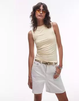 Майка Topshop премиум-класса с вырезом-лодочкой цвета пахты