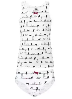 Майка Trigema "Комплект нижнего белья TRIGEMA с мотивом кота" (1 шт.), белый