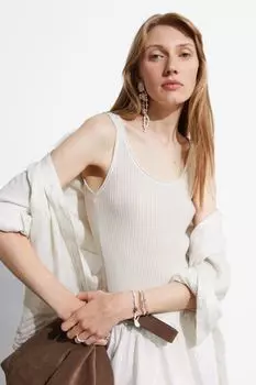 Майка трикотажной вязки в рубчик & Other Stories, белый