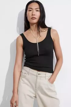 Майка трикотажной вязки в рубчик & Other Stories, черный