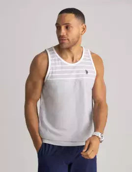 Майка U.S. Polo Assn Yarn Dye Color Block Stripe Muscle, светло-серый