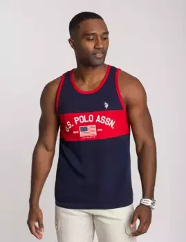 Майка U.S. Polo Color Block Flag Muscle, темно-синий/красный