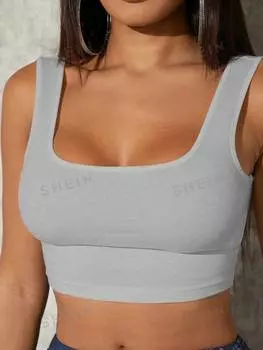 Майка укороченная Shein SXY приталенного кроя, светло-серый