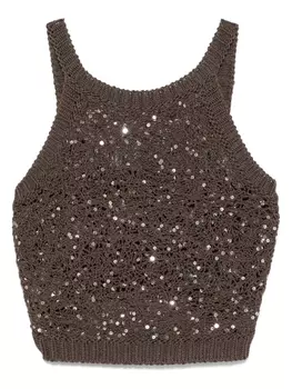 Майка, украшенная пайетками Peserico, коричневый