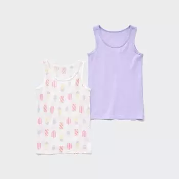 Майка UNIQLO Joy of Print из хлопка с принтом набор из 2 шт, фиолетовый