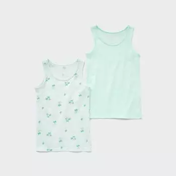 Майка UNIQLO Joy of Print из хлопка с принтом набор из 2 шт, светло-зеленый