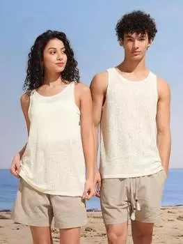 Майка унисекс Manfinity, однотонная текстура, повседневная, 1 шт, кремовый/бежевый