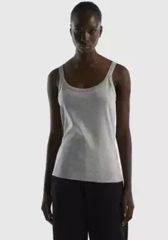 Майка United Colors of Benetton с вышивкой-ярлыком над нижним краем, серый