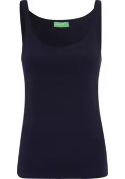 Майка United Colors of Benetton с вышивкой-ярлыком над нижним краем, цвет морской волны