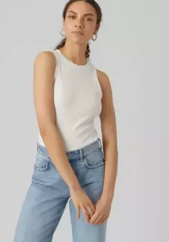 Майка Vero Moda "VMLAVENDER SL TOP VMA JRS NOOS", с круглым вырезом, белый