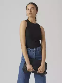 Майка Vero Moda "VMLAVENDER SL TOP VMA JRS NOOS", с круглым вырезом, черный