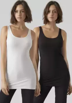 Майка Vero Moda "VMMAXI MY SOFT LONG TANK TOP 2-PACK" (упаковка, 2 шт.), белый