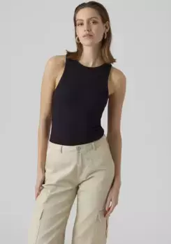 Майка Vero Moda "VMROMA S/L RIB TOP JRS NOOS", черный
