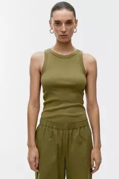 Майка в рубчик Arket, хаки