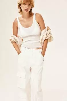 Майка в рубчик H&M, белый
