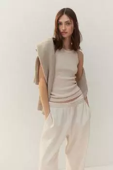 Майка в рубчик H&M, бежевый