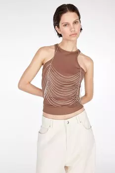Майка в рубчик H&M, коричневый
