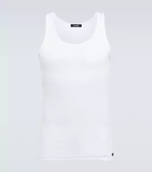 Майка в рубчик из смесового хлопка Tom Ford, белый