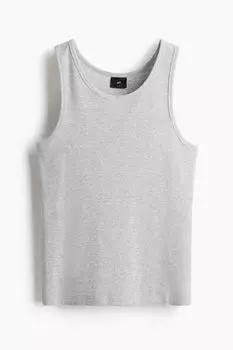 Майка в рубчик облегающего кроя H&M, серый