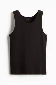 Майка в рубчик облегающего кроя H&M, черный