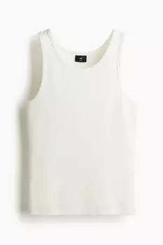 Майка в рубчик облегающего кроя H&M, белый