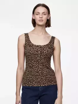 Майка в рубчик "PCKITTE AOP TANK TOP NOOS" Pieces, цвет Black Aop:Leo