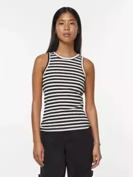 Майка в рубчик "PCRUKA BOXER TANK TOP NOOS BC" Pieces, цвет Black Stripes:Cloud Dancer